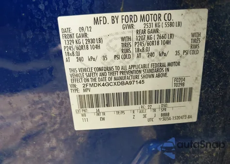 2013 Ford Edge Se z USA, uszkodzony, nr VIN 2FMDK4GCXDBA97145